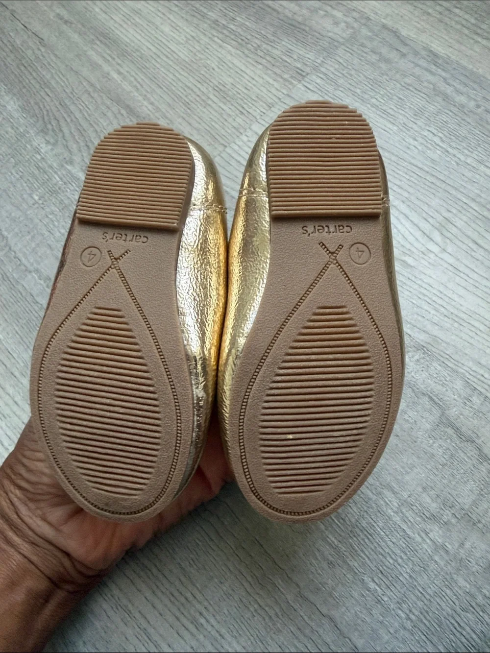 Baby Girl Carter's Metallic Gold Mary Jane Flats with Pink Insole